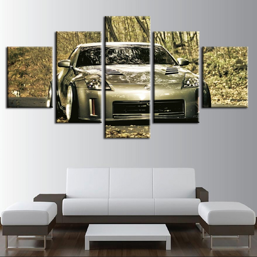5-Teiliges Nahaufnahme Metallisches Auto - Canvas Wandkunst Gemälde