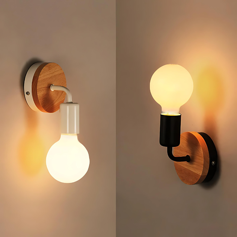 LumiEra - Elegante Wandlampe aus Eisen und Holz im nordischen Stil | Karnz