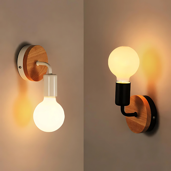 LumiEra - Elegante Wandlampe aus Eisen und Holz im nordischen Stil | Karnz