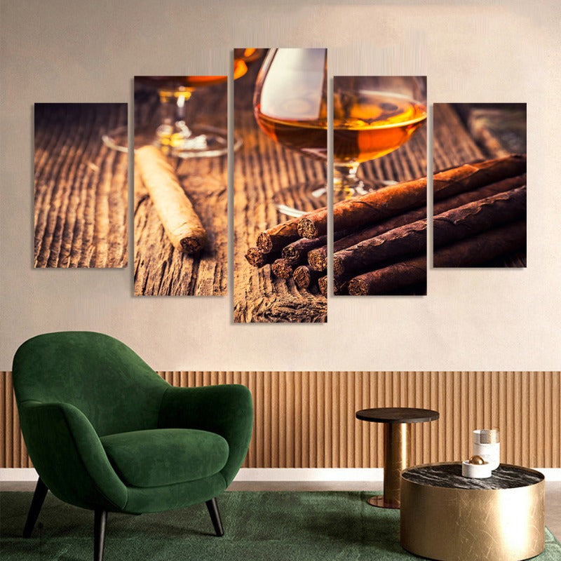 5 Stück Schöne Braune Abstrakte - Leinwand Wandkunst Malerei