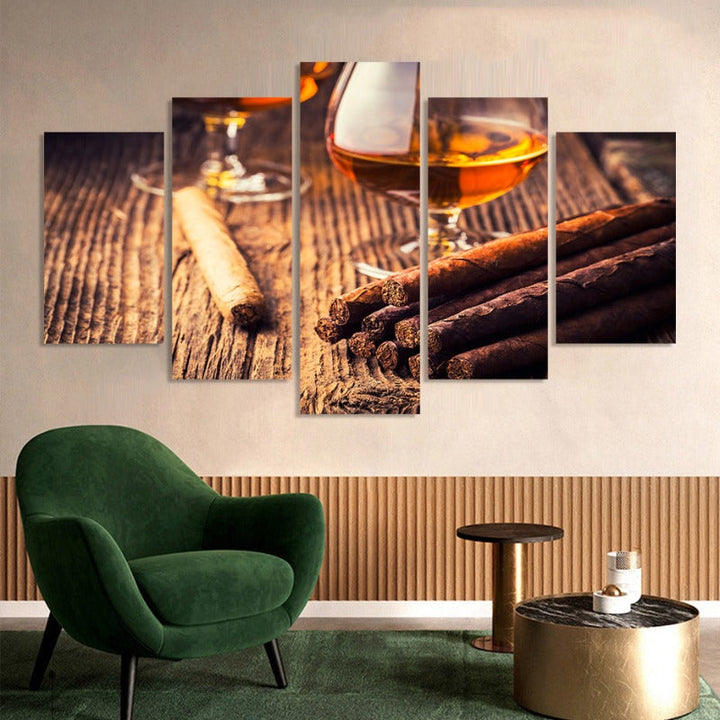 5 Stück Schöne Braune Abstrakte - Leinwand Wandkunst Malerei
