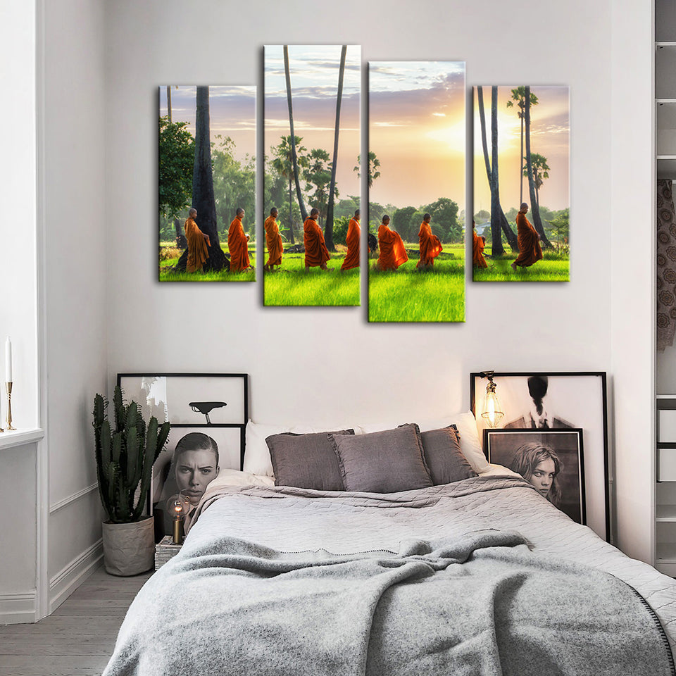 Morgen Spaziergang 4 Teile - Leinwand Wandkunst Malerei