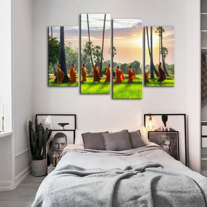 Morgen Spaziergang 4 Teile - Leinwand Wandkunst Malerei