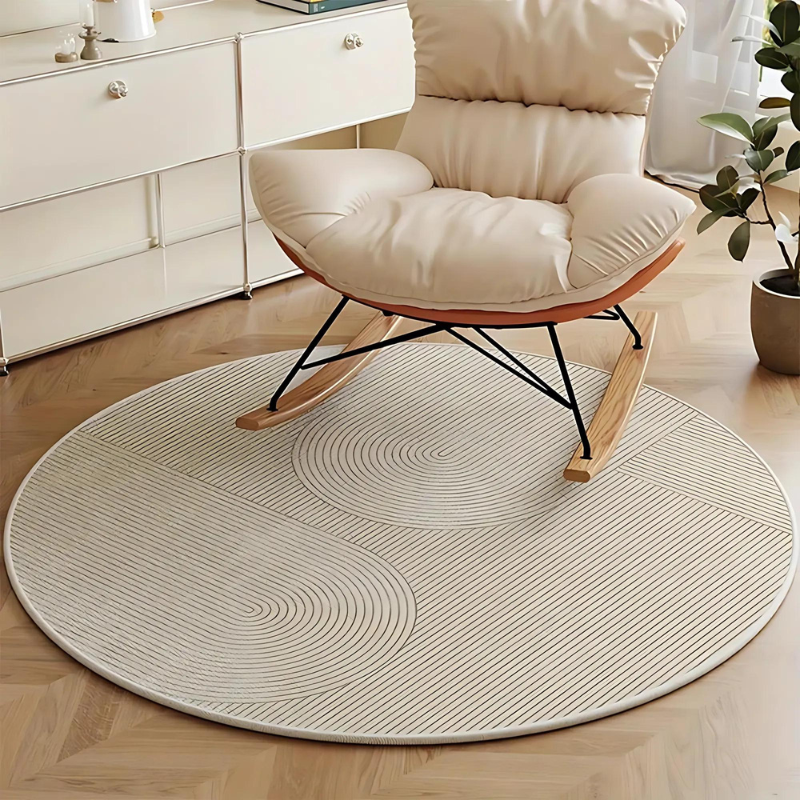 Runder Teppich im skandinavischen Design – Moderner Anti-Rutsch Teppich für Wohnzimmer & Schlafzimmer | Karnz