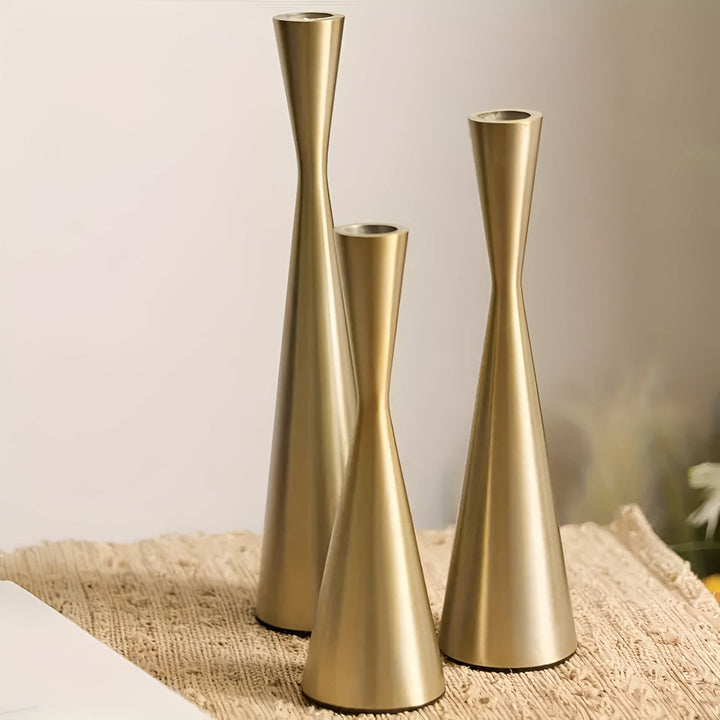 Eleganter nordischer Kerzenständer aus Messing für die Taille | 3-teiliges Set