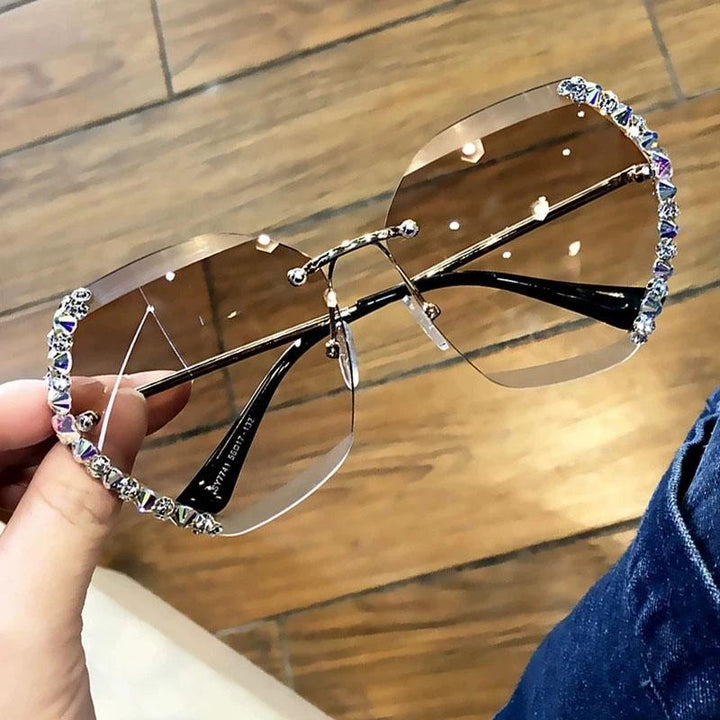 Randlose Sonnenbrille mit Kristall | Karnz