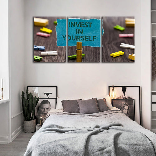 Investiere in dich selbst 3 Teile - Leinwand Wandkunst Malerei