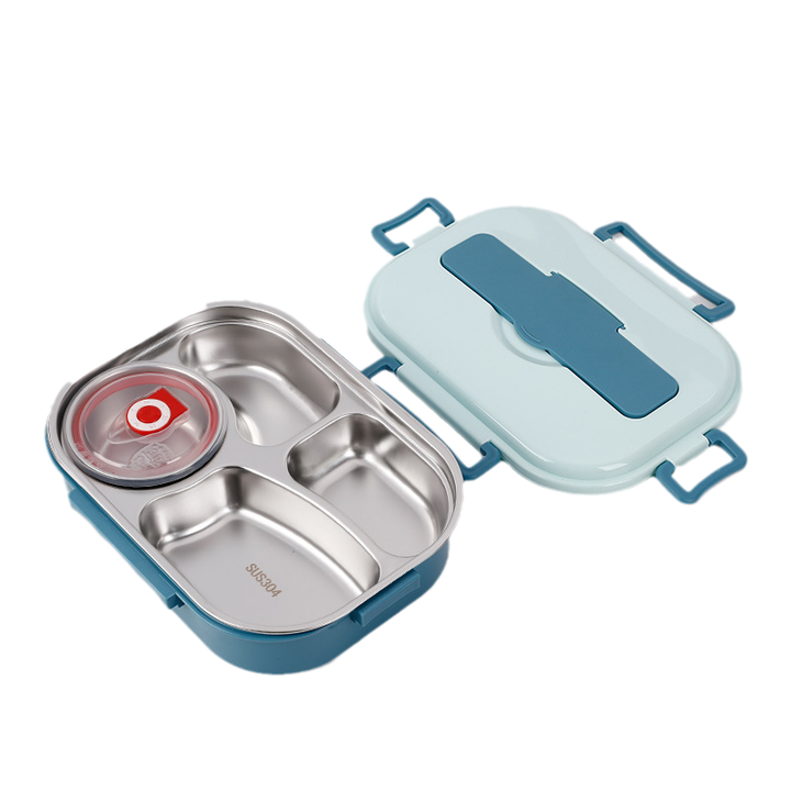 Thermo-Lunchbox aus Edelstahl – innen aus Edelstahl – 3 oder 4 Fächer mit Suppenschüssel – Wanduhr