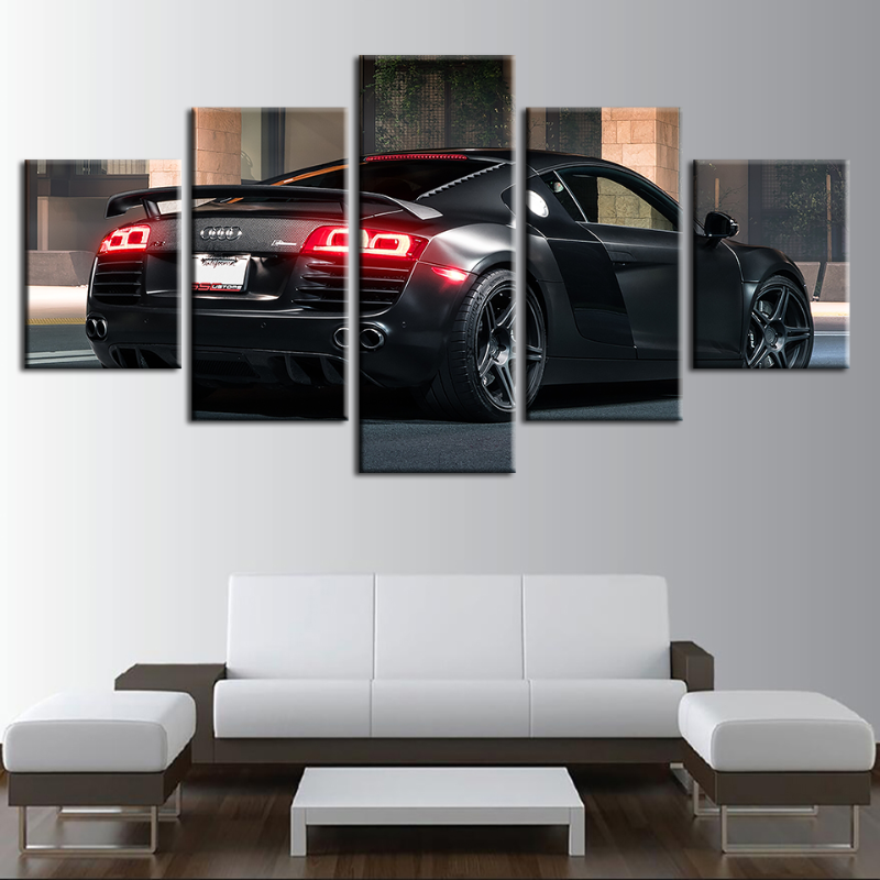 5-teilige Rückseite Nahaufnahme Schwarz Metallik Auto - Leinwand Wandkunst Malerei
