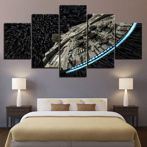 5 Stück fesselnde UFOs in der Galaxie - Leinwand Wandkunst Gemälde
