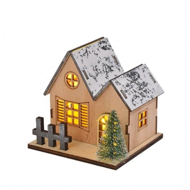 Beleuchtetes Holzhaus für die Weihnachtsdekoration