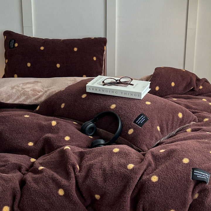 Milchfaser-Fleece Bettwäsche-Set, kariert, winterwarm