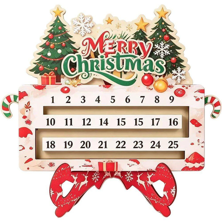 Holz-Adventskalender mit beweglichem Datumsmarker