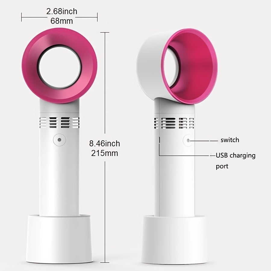 1 Stück USB wiederaufladbarer bladeless Handheld Ventilator - Tragbarer mini Tischventilator mit 3 Geschwindigkeiten für Reisen, Camping, Büro und Raumnutzung | Karnz