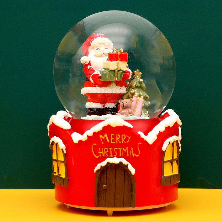 Weihnachtliche Schneekugel mit Musik und Licht