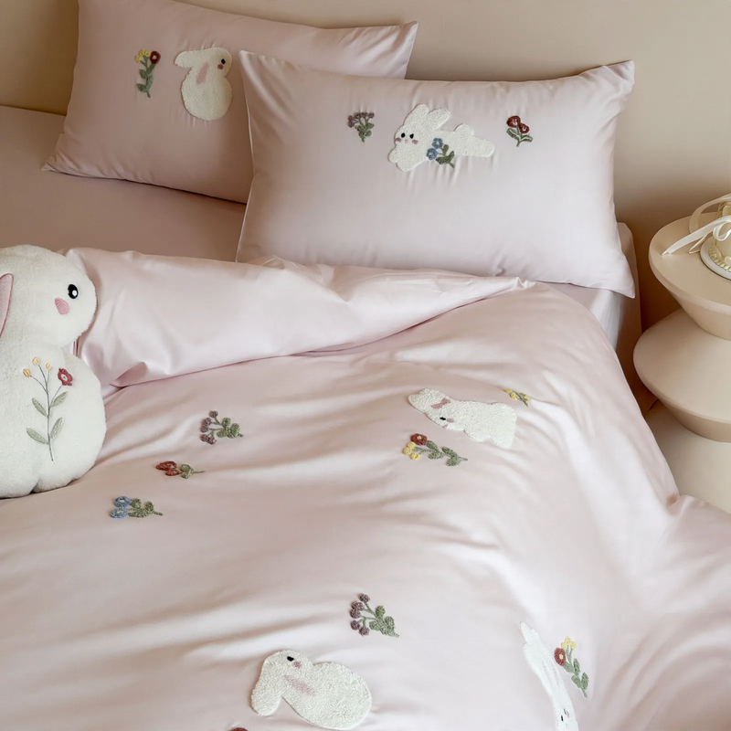 Satin-Bettwäsche-Set aus 100S Langstapel-Baumwolle, bestickt