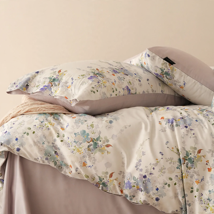 Flausch-Bettwäsche-Set, 4-teilig, Herbst/Winter, Blumenmuster