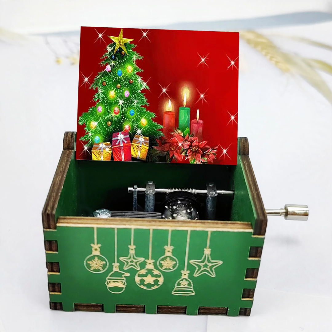 Dekorative hölzerne Spieluhr mit Weihnachtsmotiven