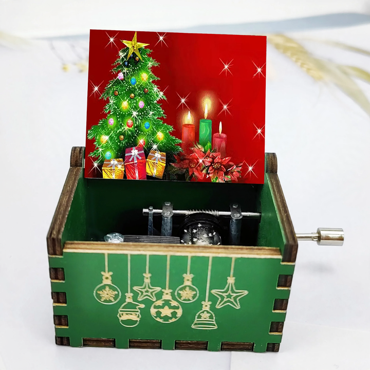 Dekorative hölzerne Spieluhr mit Weihnachtsmotiven