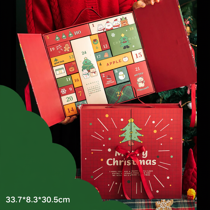 Weihnachts-Adventskalender-Geschenkbox, 24 Fächer, Stoff
