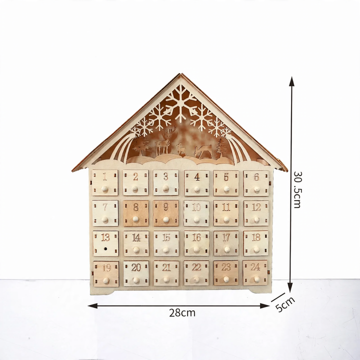 Beleuchteter Holz-Adventskalender mit LED