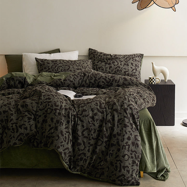Milchfaser-Fleece Bettwäsche-Set, geometrisches Design