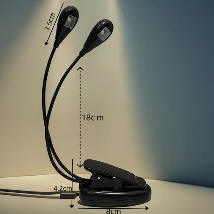 LED-Notenständerleuchte mit Doppelarm für Musiker