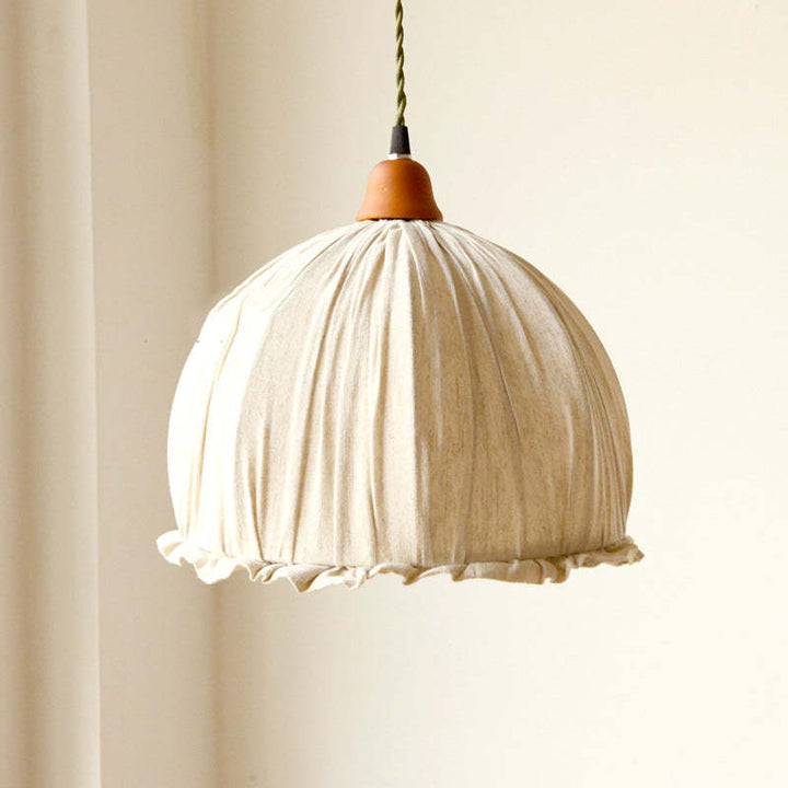 EcoLume - Minimalistische skandinavische LED Pendelleuchte Beige Stoffschirm, verstellbar für Wohnzimmer und Esszimmer | Karnz