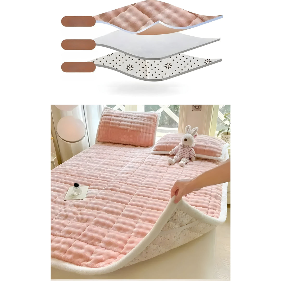 VelvetRest Bettwäsche-Set – Wärmerer Winter-Matratzenbezug aus Milchsamt mit Anti-Rutsch-Bezug