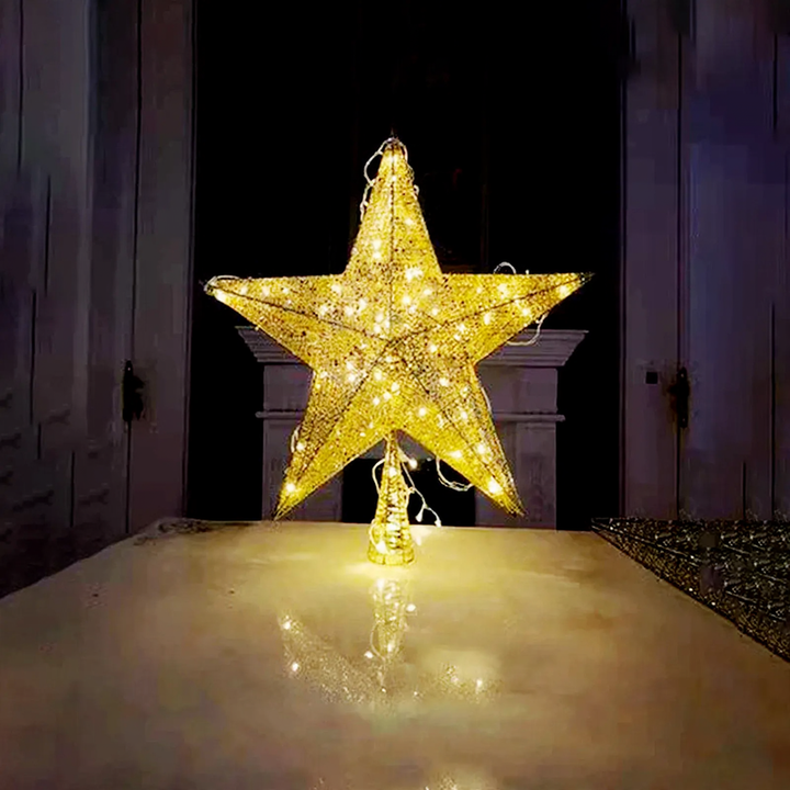 Weihnachtsbaum-Stern aus Metall, mit Glitzer