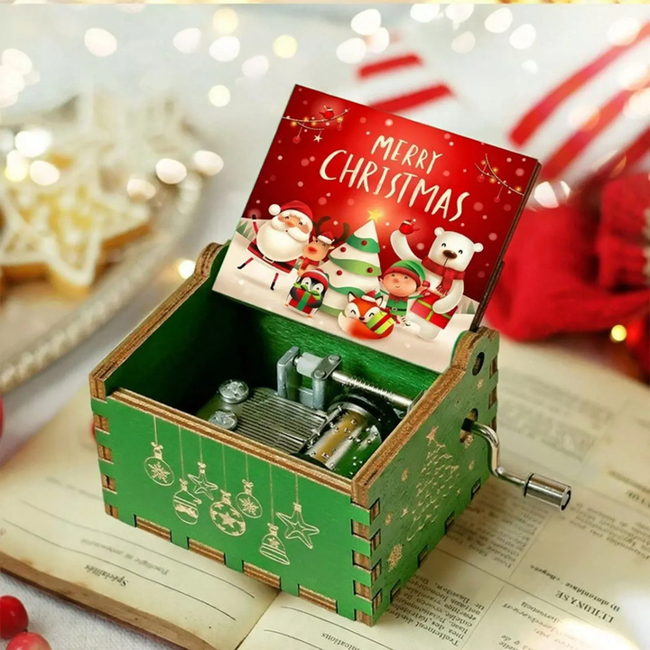 Dekorative hölzerne Spieluhr mit Weihnachtsmotiven