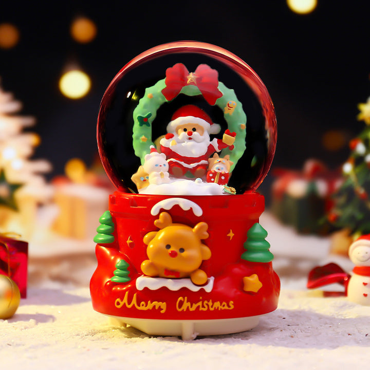 Weihnachts-Spieluhr mit Glaskugel und Lichteffekten