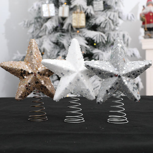 Weihnachtsbaum-Spitze Stern aus Schaumstoff mit Pailletten