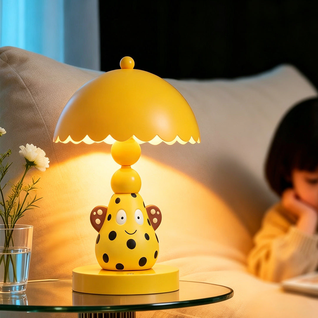 Bunte Birnen-Tischlampe mit Punktmuster
