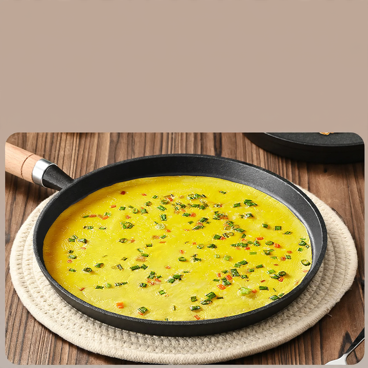 Gusseisenpfanne, flacher Boden