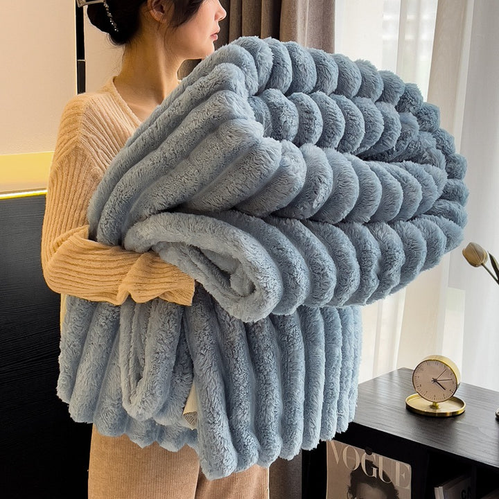 Kaninchenfell-Fleece-Wolldecke, Polyester, 300–500 g