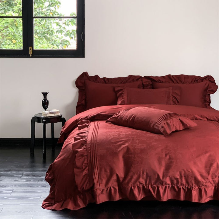 Satin-Bettwäsche-Set aus langstapeliger Baumwolle, geometrisch