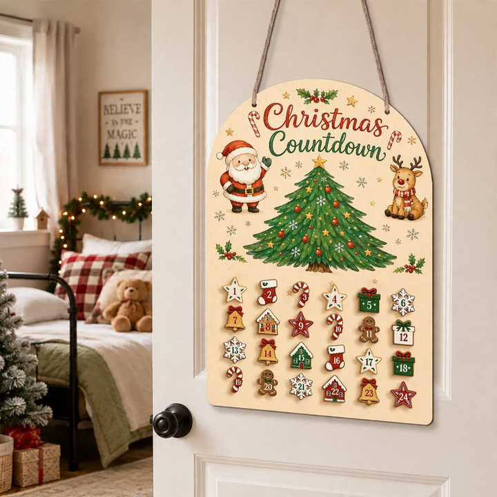 Holz-Adventskalender zum Aufhängen mit 24 Elementen