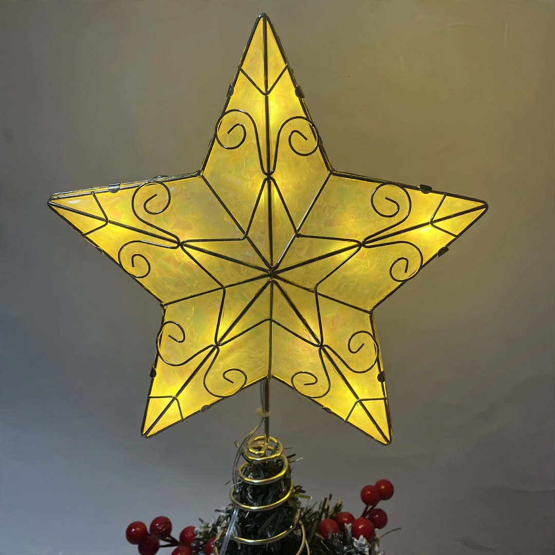 3D-Weihnachtsbaumspitze, Stern-Design, Metall