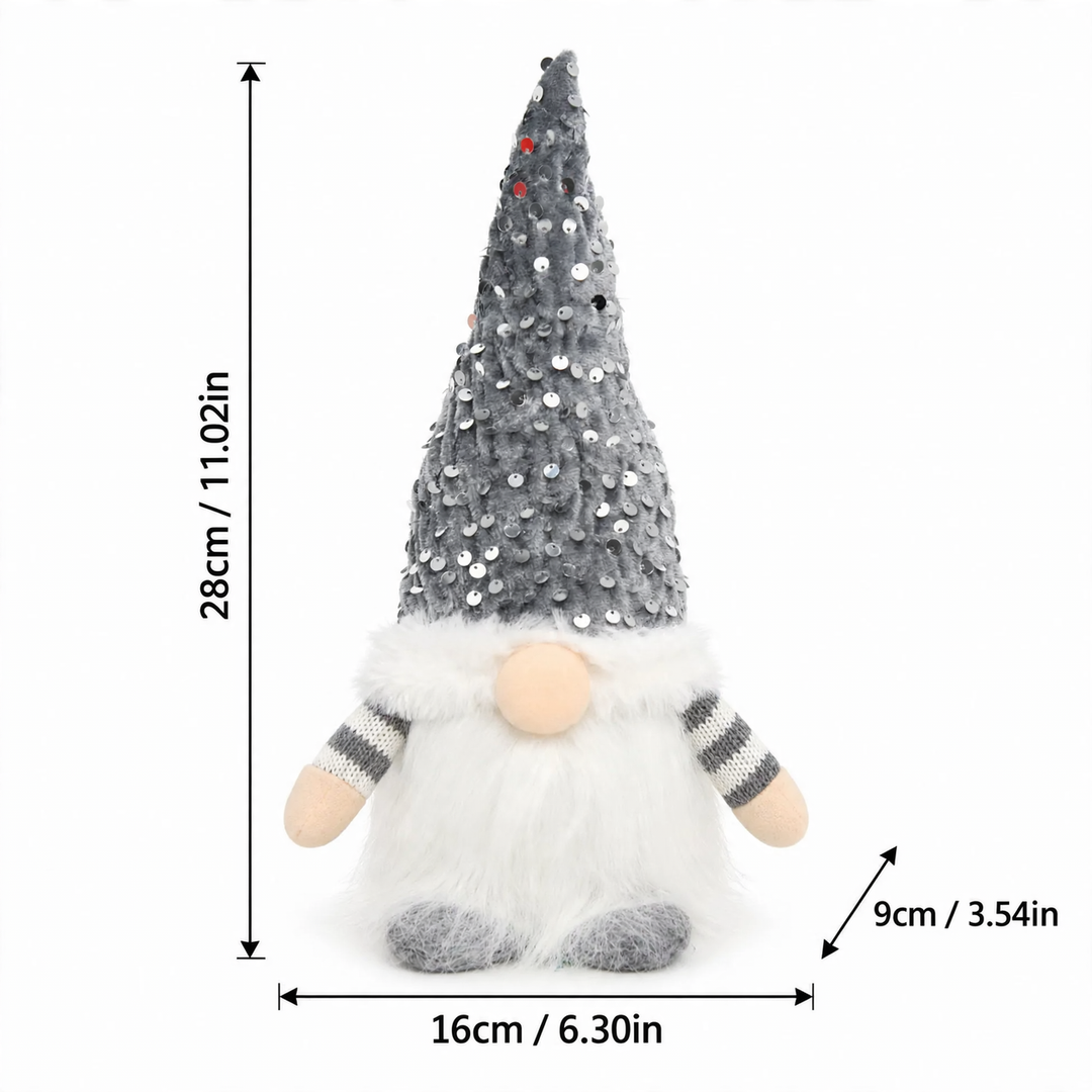 Beleuchtete Weihnachts-Wichtelfigur mit Paillettenmütze