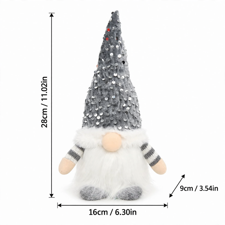 Beleuchtete Weihnachts-Wichtelfigur mit Paillettenmütze