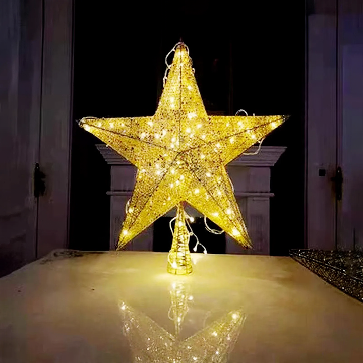 Weihnachtsbaum-Stern aus Metall, mit Glitzer