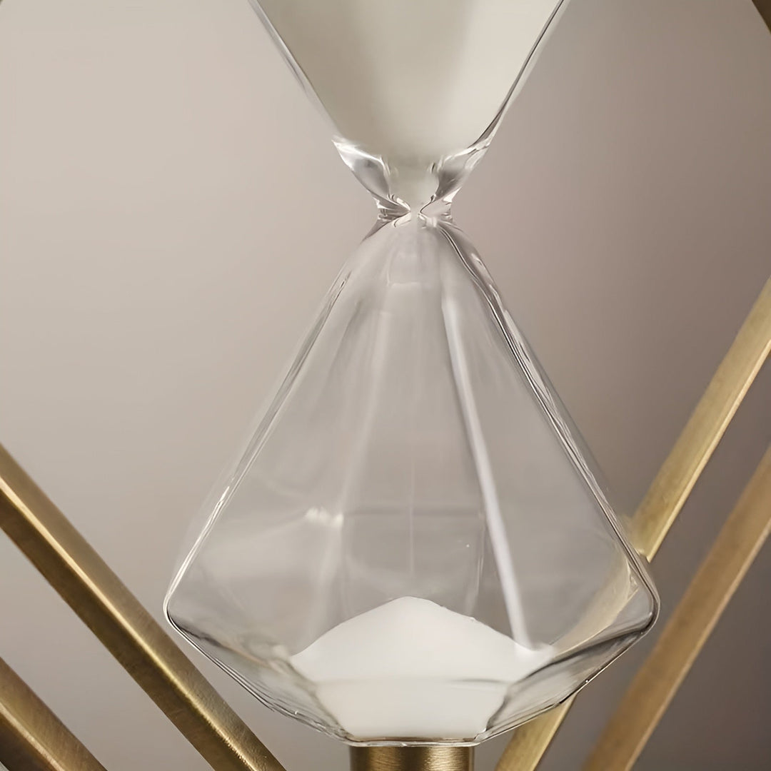 Sanduhr mit geometrischem Metallrahmen – Dekorativ und entspannend | Mit weißem Sand als Meditationsuhr | Karnz