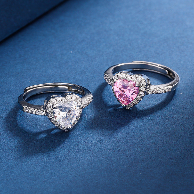 Diamant-Liebes-Pfirsichherz-Ring