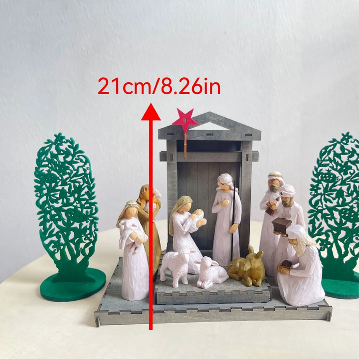 Weihnachtliche Krippenfiguren-Set aus Kunstharz