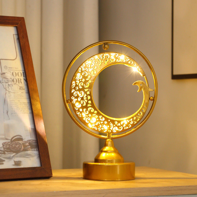 LED-Dekorationsleuchte aus Eisen, Mond- und Sternendesign