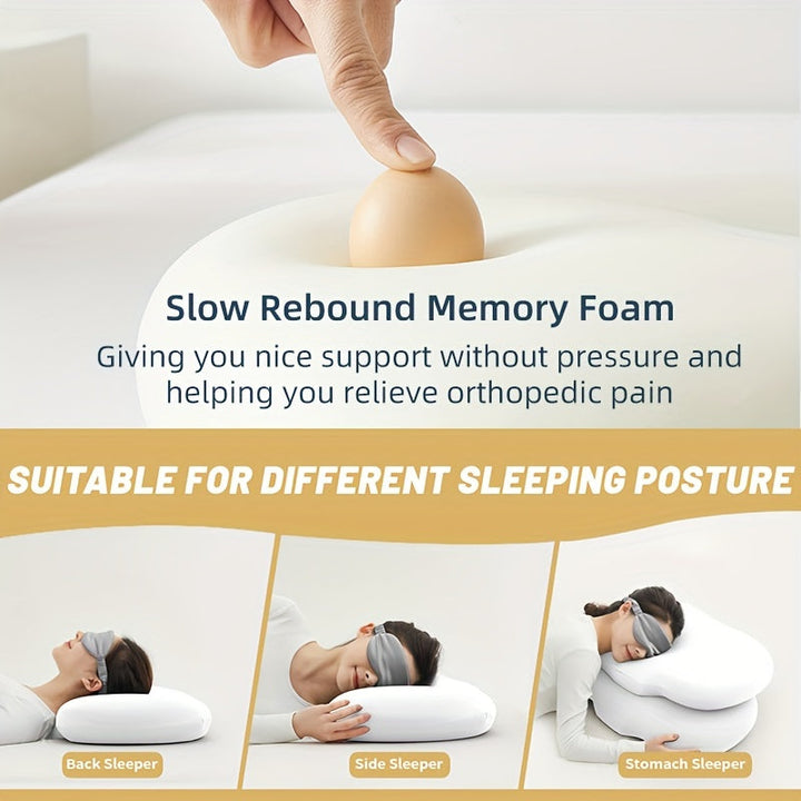 1pc Ovales Macaron Kissen Zervikal Memory Foam Kissen, Kühles Bettkissen Zum Schlafen - Nackenkissen Zur Schmerztherapie Schlafen, Kontur Unterstützung Ergonomisches Kissen Für Seiten-, Rücken-, Bauchschläfer Mit Hoch- Und Niedrigpartition | Karnz