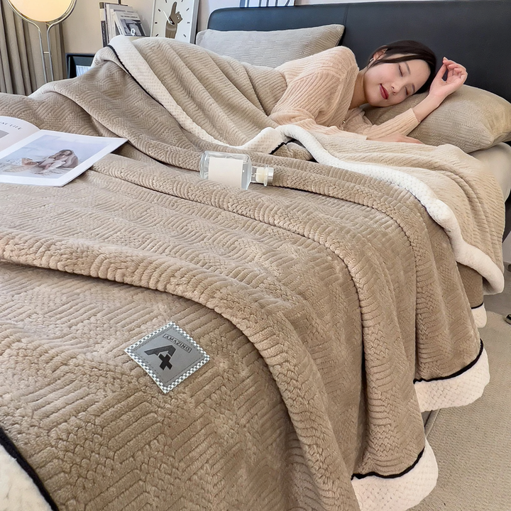 Doppellagige Milchfaser-Fleece-Decke, kuschelig und warm