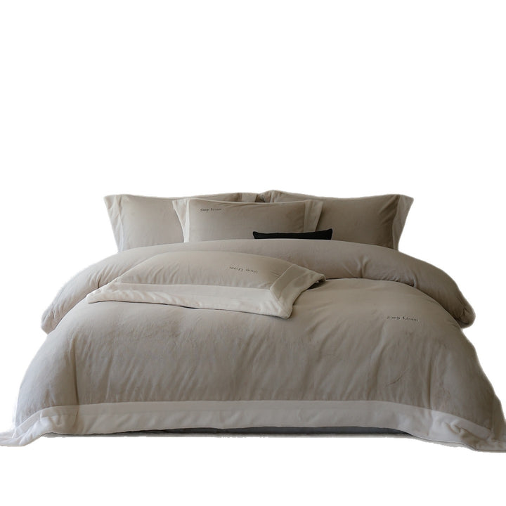 Milchfaser-Bettwäsche-Set, Fleece, Winter, einfarbig