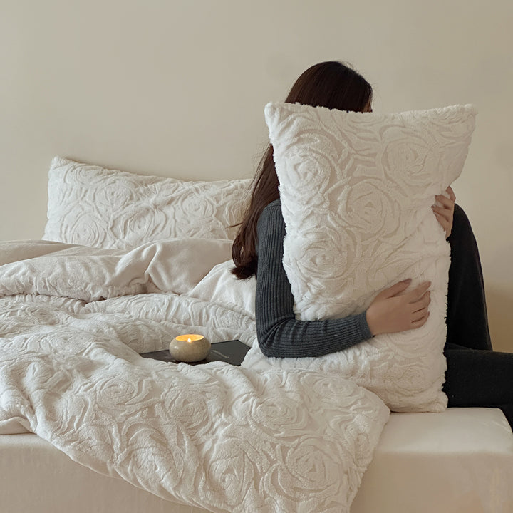 Milchfleece-Bettwäsche-Set, 320g, mit Prägemuster